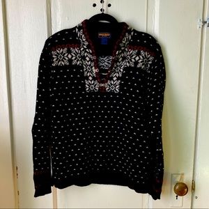 Vintage winter wool sweater with snowflake design